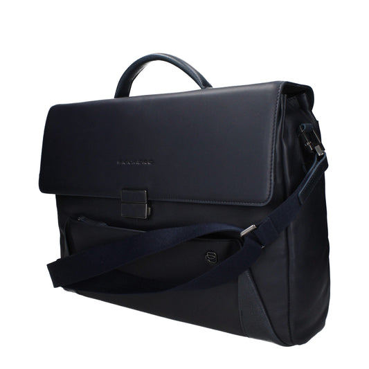 Piquadro Blue Leather Business And Laptop Bag