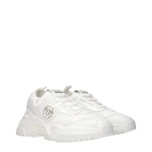 Philipp Plein White Fabric Chunky Sneakers