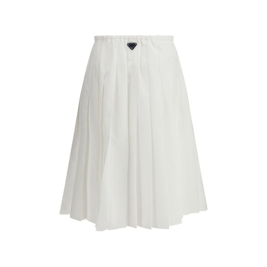 Prada White Cotton Long Skirt