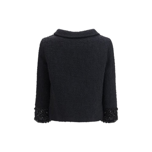 Valentino Black Fleece Wool Coat