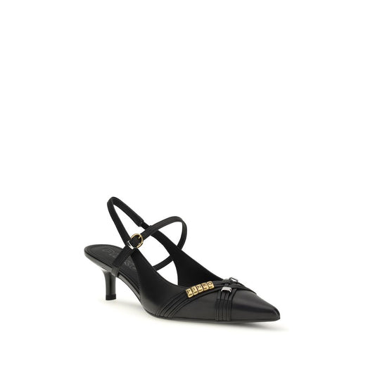 PINKO Black Calf Leather Bos Taurus Mid Heel Pumps
