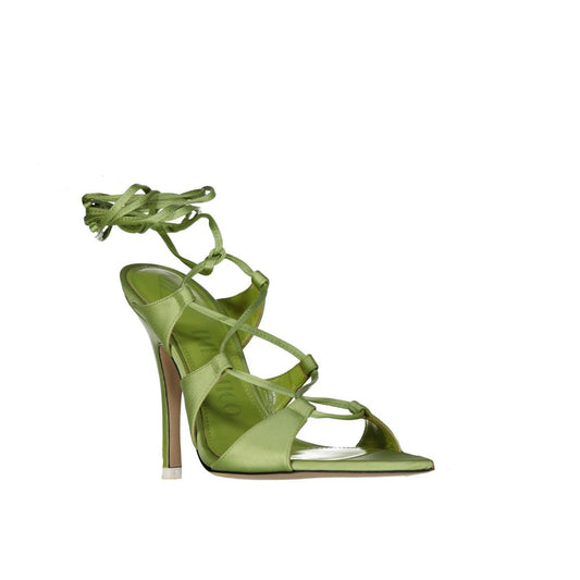 The Attico Bicolor Silk Stiletto Heel Sandals