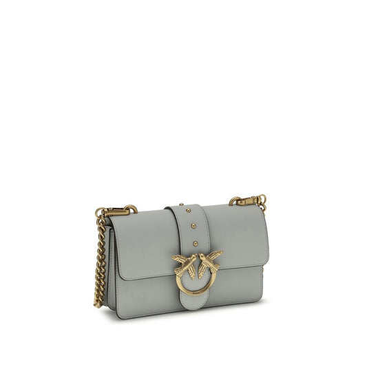 PINKO Gray Calf Leather Bos Taurus Shoulder Bag