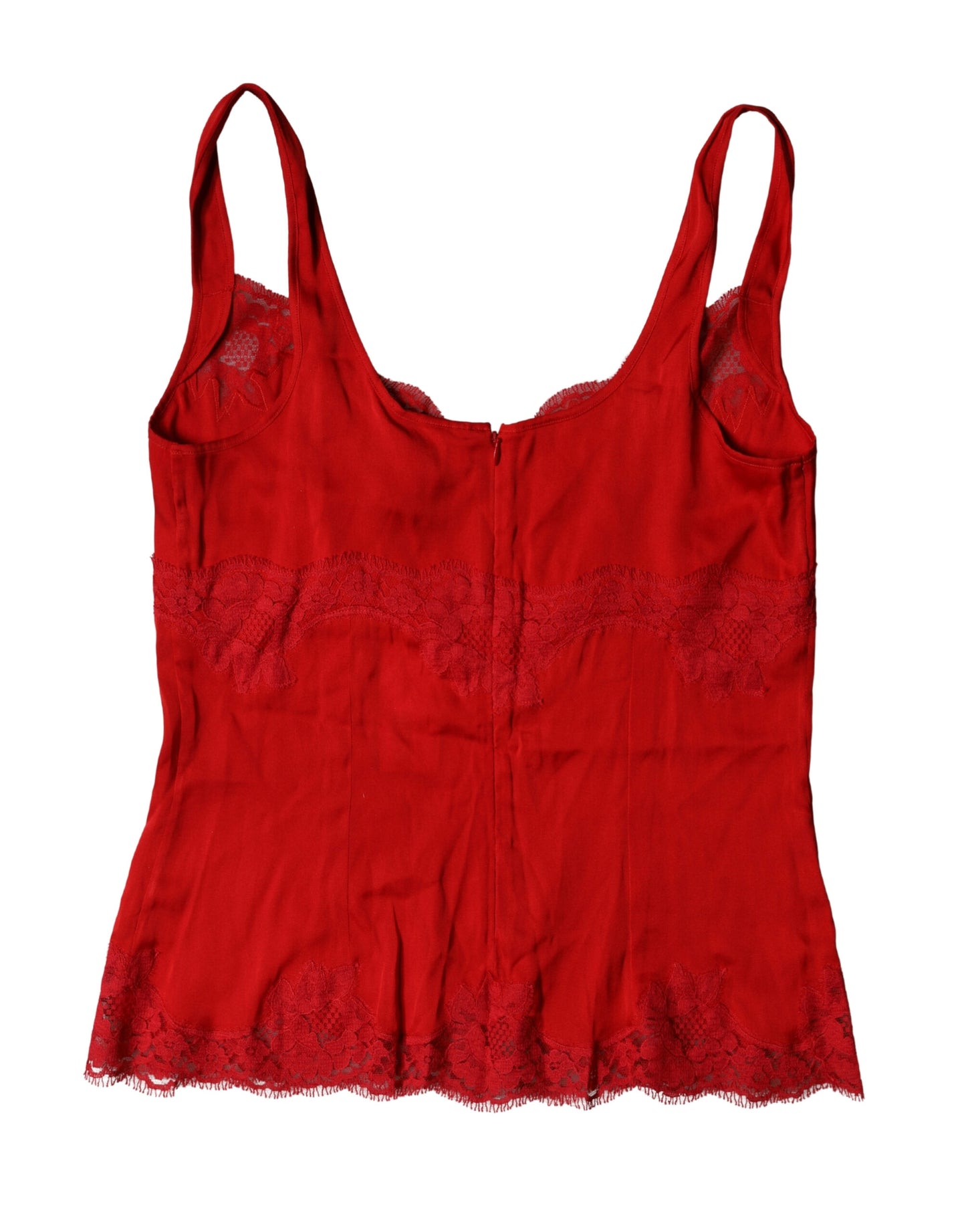 Dolce & Gabbana Red Silk Floral Lace Lingerie Top Underwear