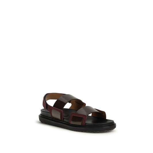 Marni Black Calf Leather Bos Taurus Strap-On Sandals