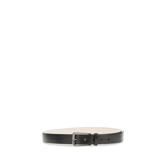 Brunello Cucinelli Black Calf Leather Bos Taurus Regular Belt