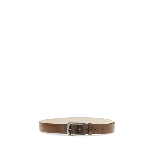 Brunello Cucinelli Brown Calf Leather Bos Taurus Regular Belt