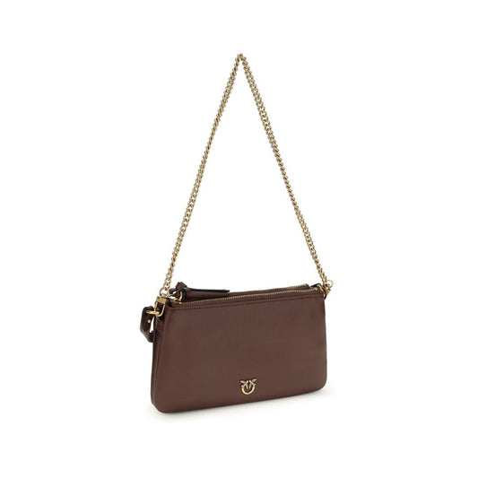 PINKO Brown Calf Leather Bos Taurus Shoulder Bag