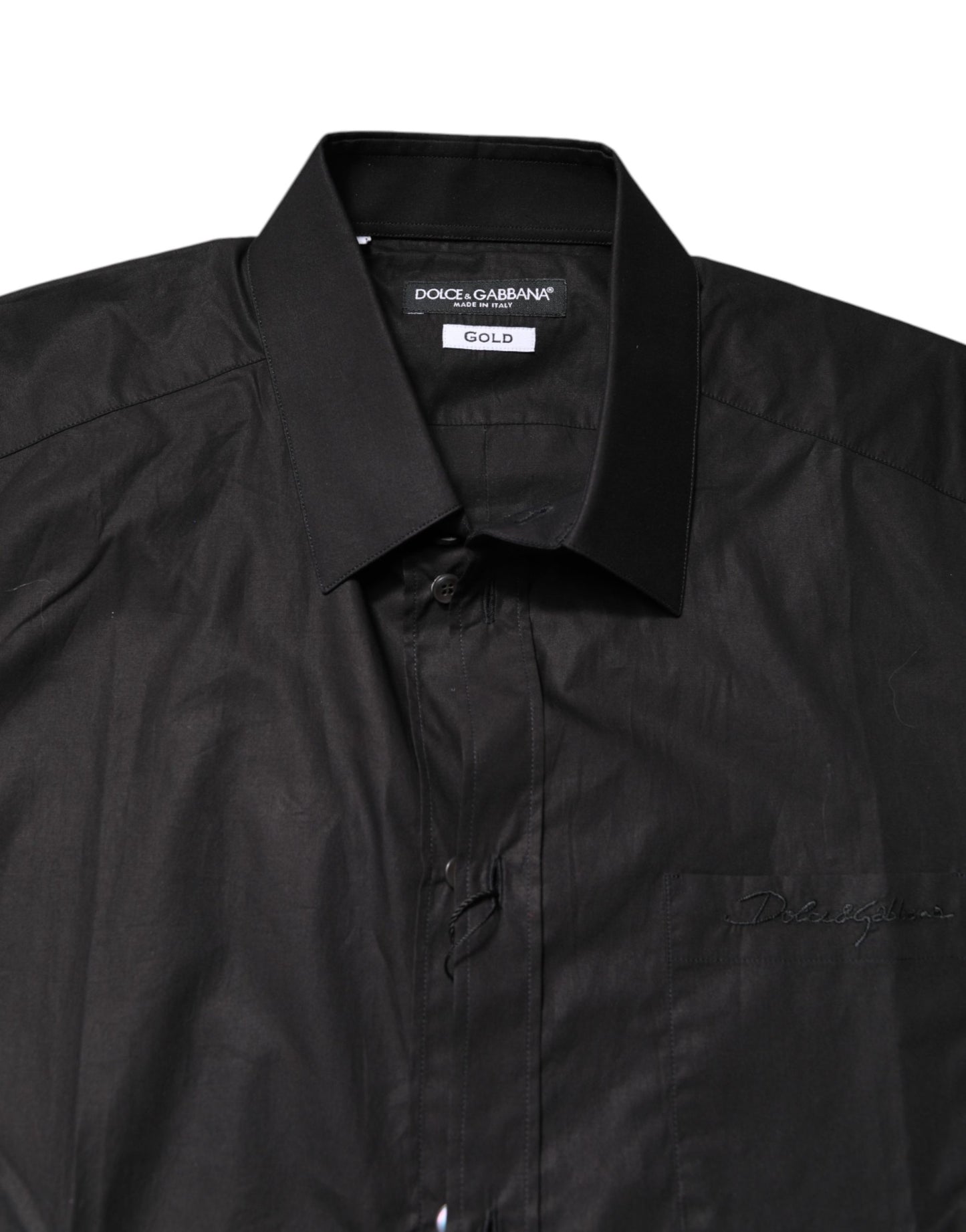 Dolce & Gabbana Black GOLD Cotton Collared Formal Dress Shirt
