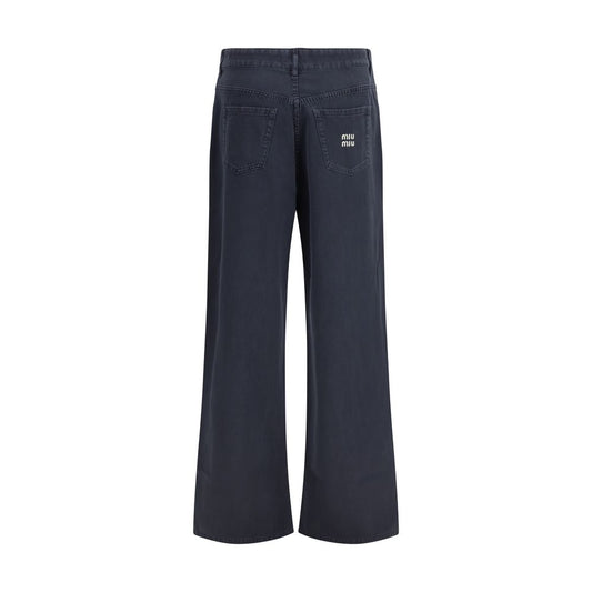 Miu Miu Blue Cotton Flared Jeans