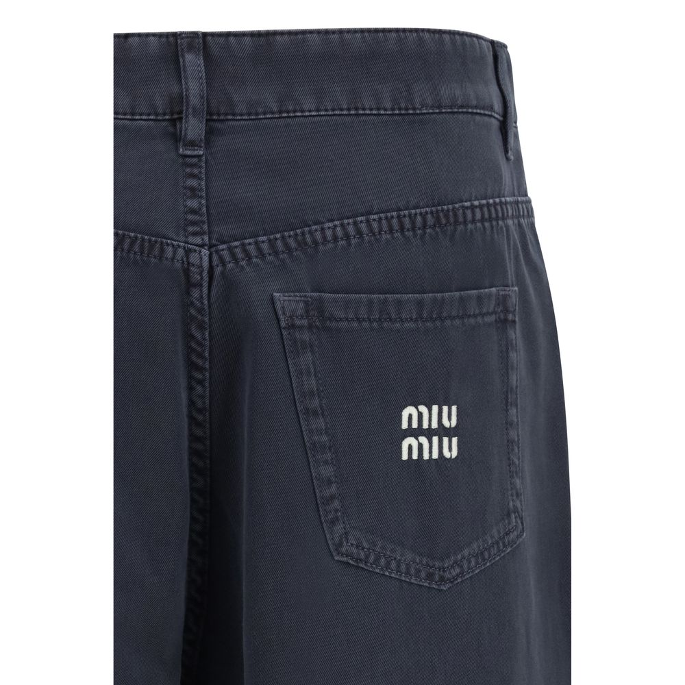 Miu Miu Blue Cotton Flared Jeans