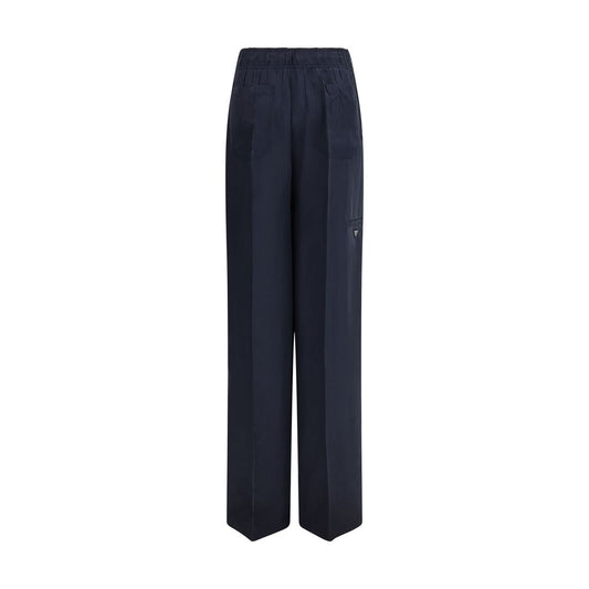 Prada Blue Silk Casual Pants