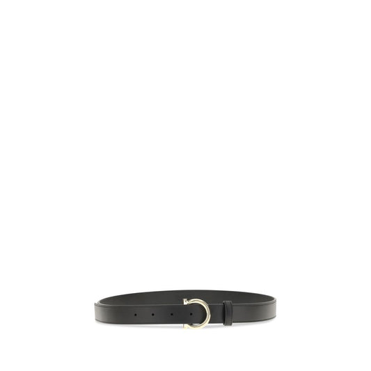 Ferragamo Black Calf Leather Bos Taurus Regular Belt
