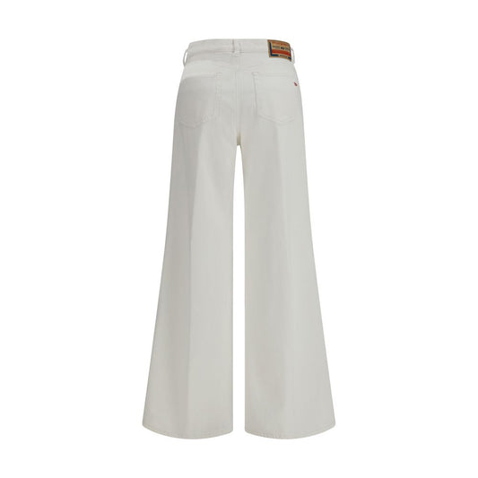 Diesel White Cotton Flared Jeans