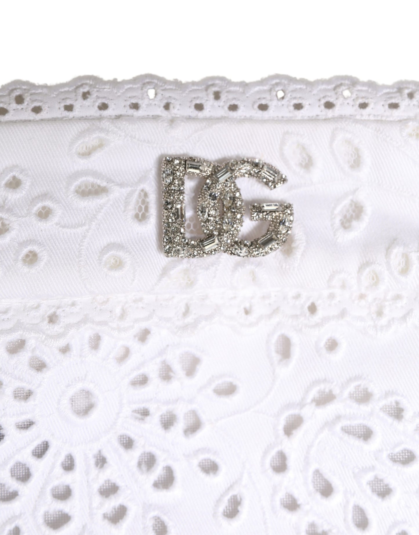 Dolce & Gabbana White Cotton Embroidered DG Crystal Headwear Hat