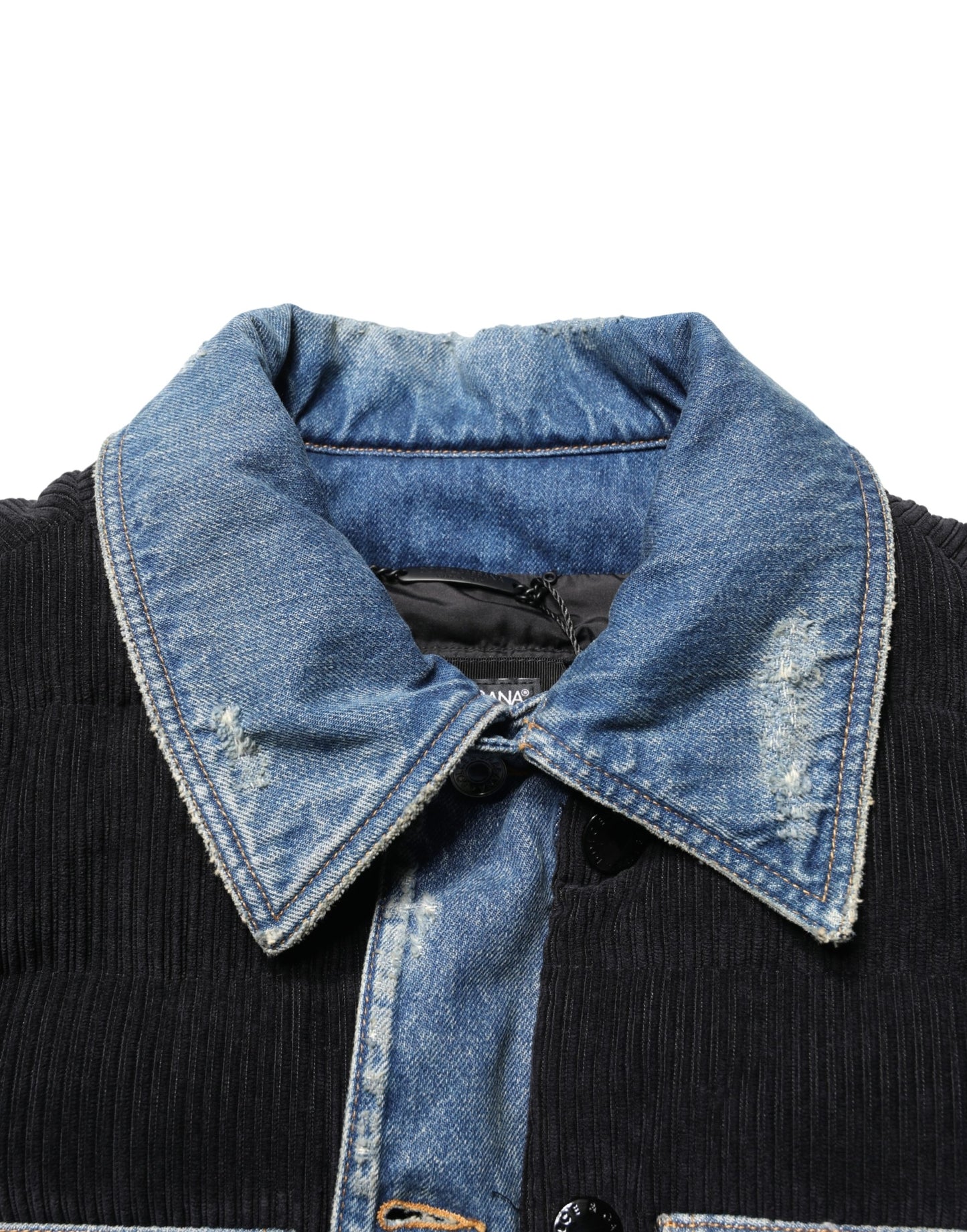 Dolce & Gabbana Black Blue Cotton Denim Blouson Men Jacket