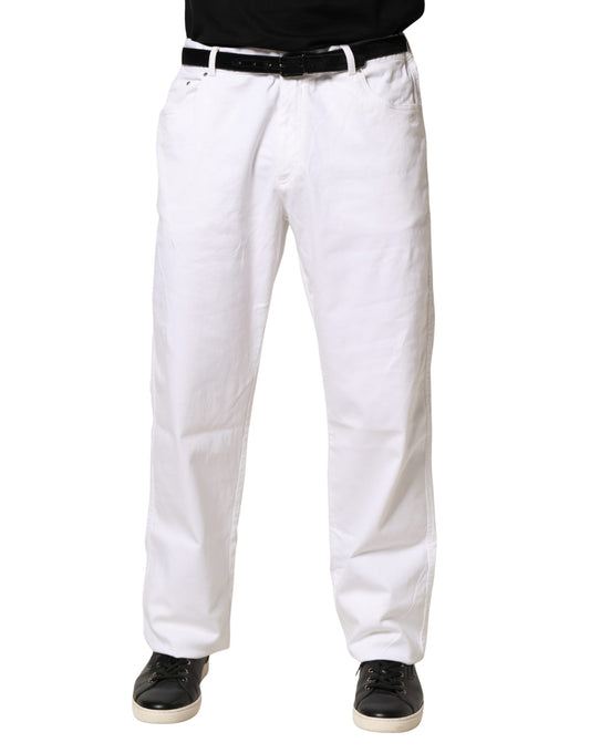 Paul & Shark White Straight Mid Waist Denim Trouser Jeans