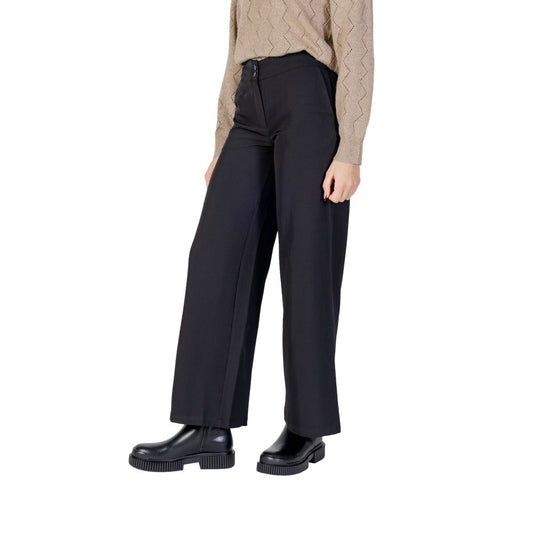 Jacqueline De Yong Black Polyester Flared Pants