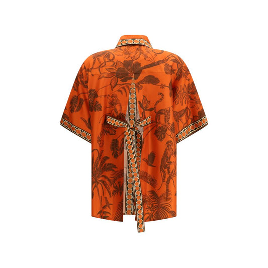 Alemais Orange Silk Pattern Shirt