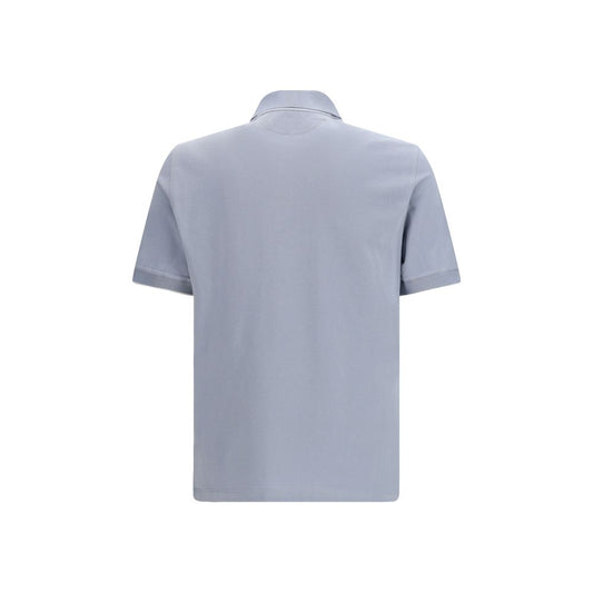 Brunello Cucinelli Blue Cotton Polo Shirt