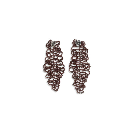 Brunello Cucinelli Bordeaux Silver Earrings