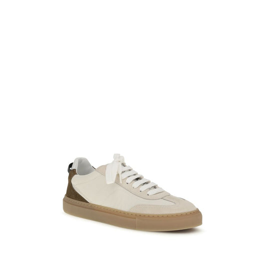 Brunello Cucinelli Beige Calf Leather Bos Taurus Sneakers