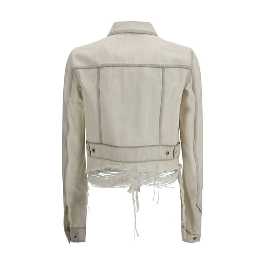 Rick Owens White Cotton Denim Jacket