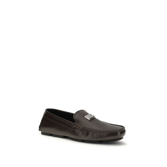 Dolce & Gabbana Black Calf Leather Bos Taurus Slip-On Loafers