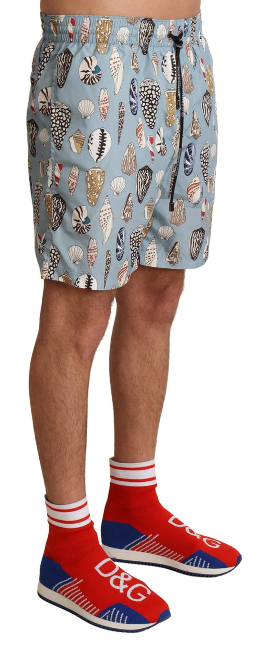 Dolce & Gabbana Blue Seashell Beachwear Swimwear Shorts