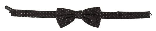 Dolce & Gabbana Gray Polka Dot 100% Silk Neck Papillon Tie