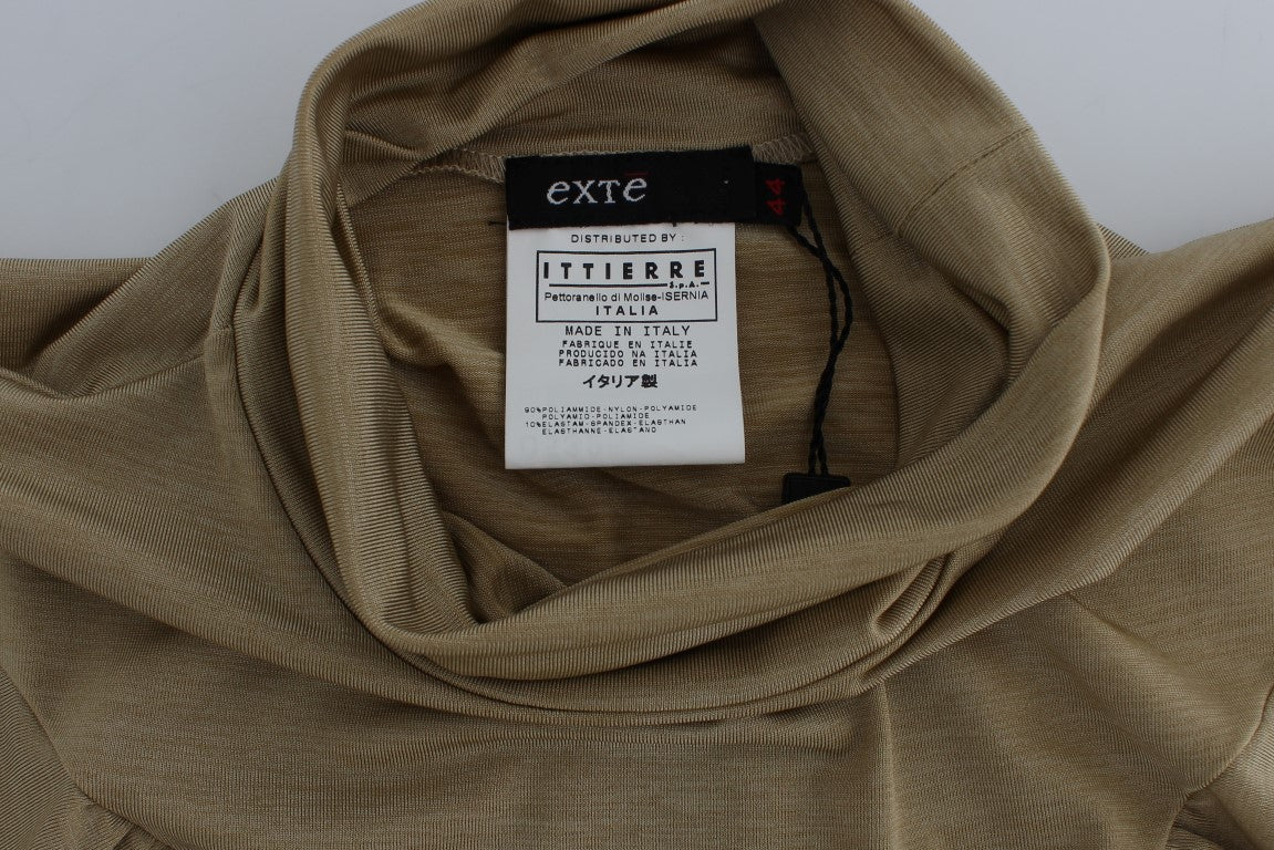 Exte Gold Nylon Turtleneck Top Blouse