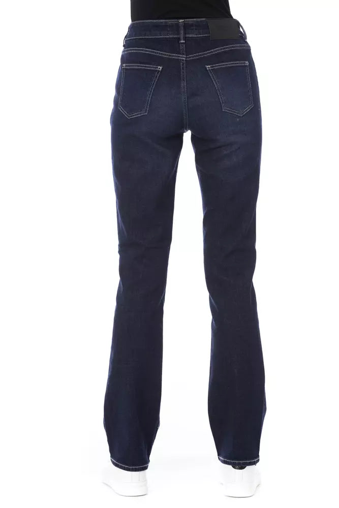 Baldinini Trend Blue Cotton Women Jeans with Tricolor Pocket Detail