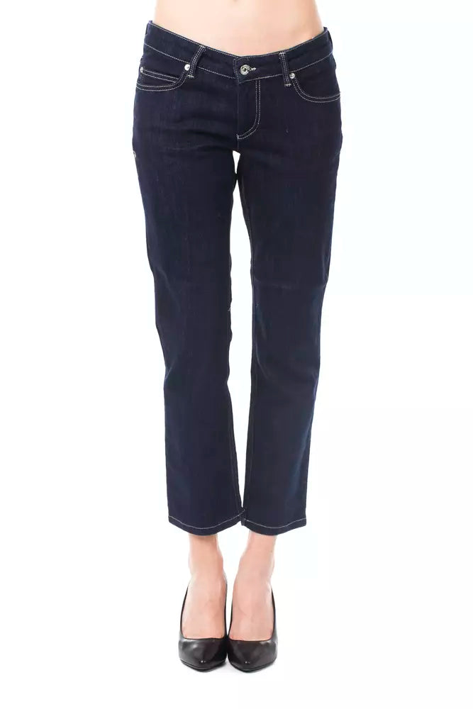Ungaro Fever Blue Cotton Women Capri Jean
