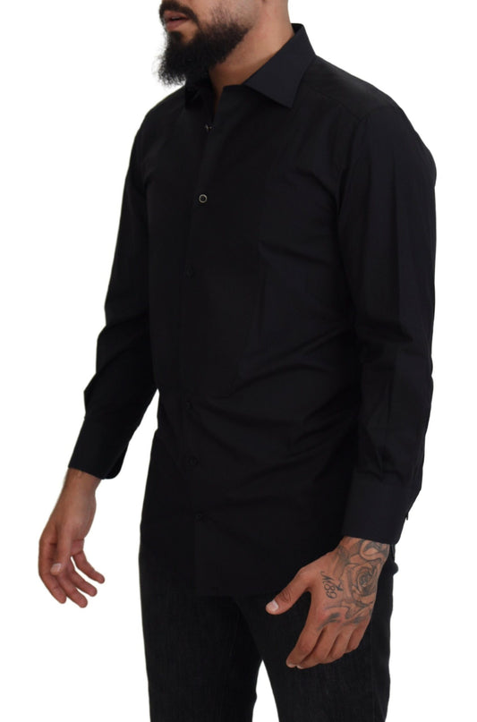 Dolce & Gabbana Black GOLD Cotton Collared Long Sleeve Shirt