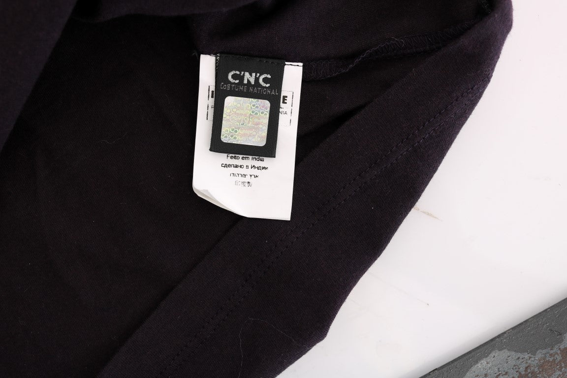 Costume National Purple V-neck Cotton T-shirt