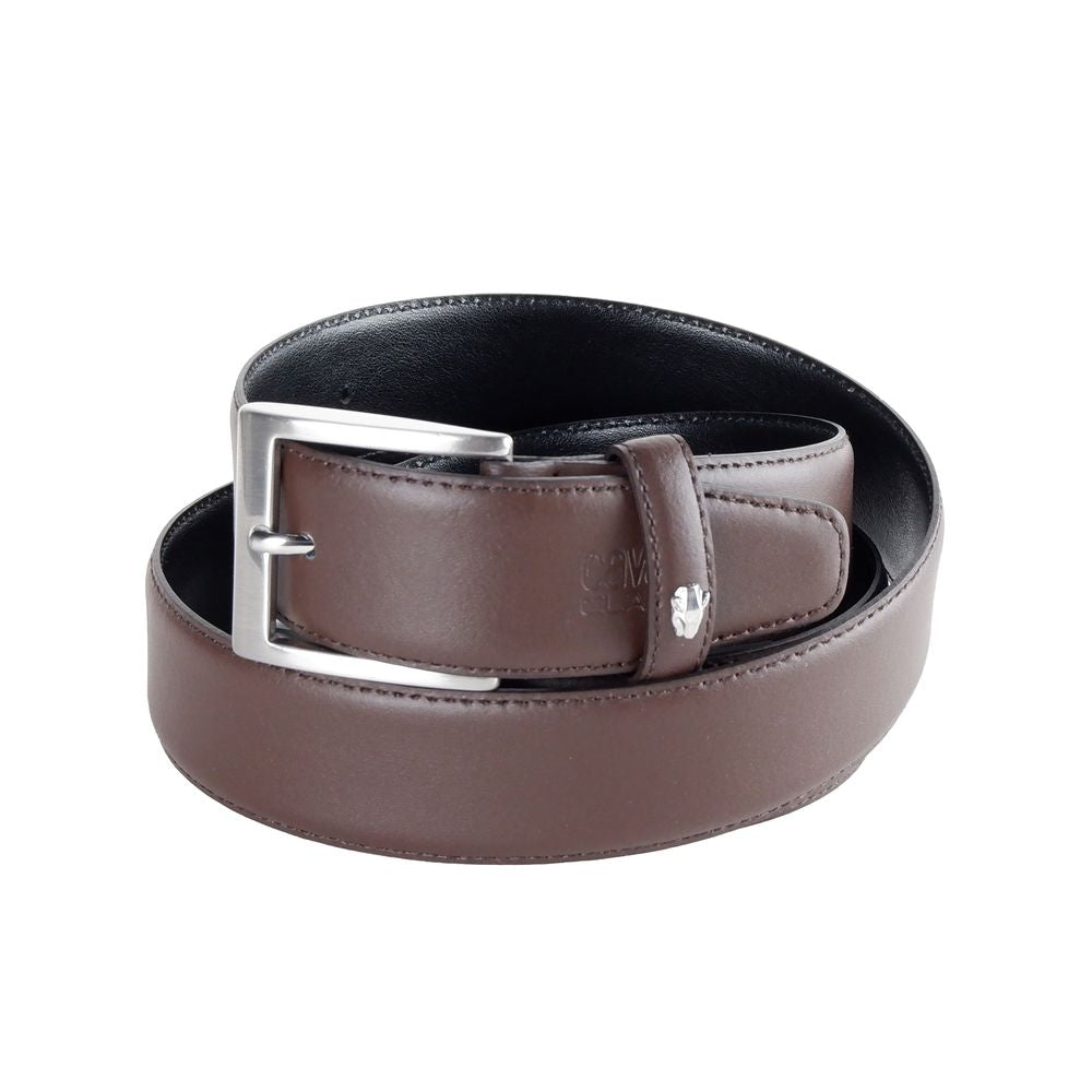 Cavalli Class Brown Leather Calfskin Belt