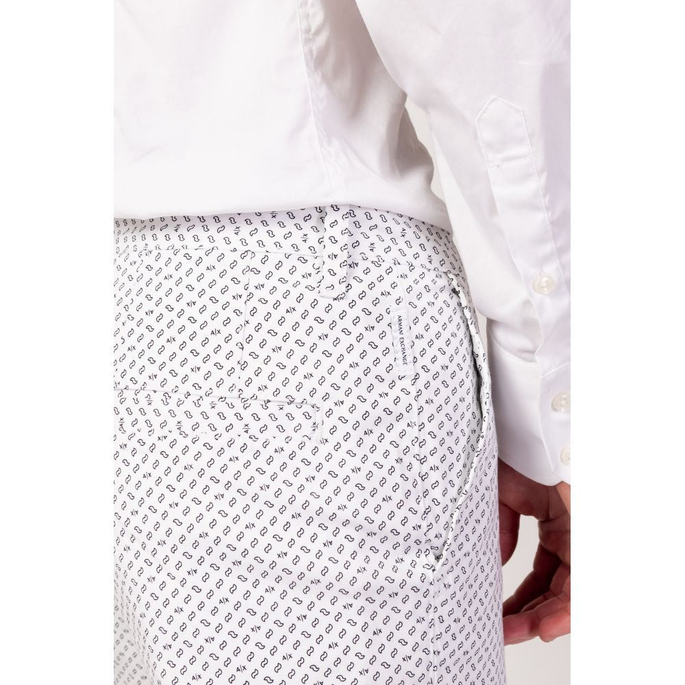 Armani Exchange White Cotton Bermuda