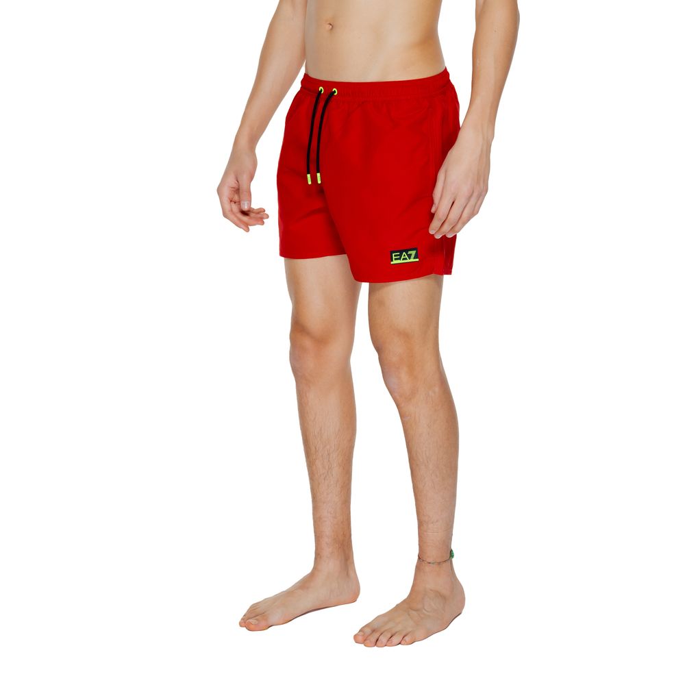 EA7 Emporio Armani Red Polyester Swim Short
