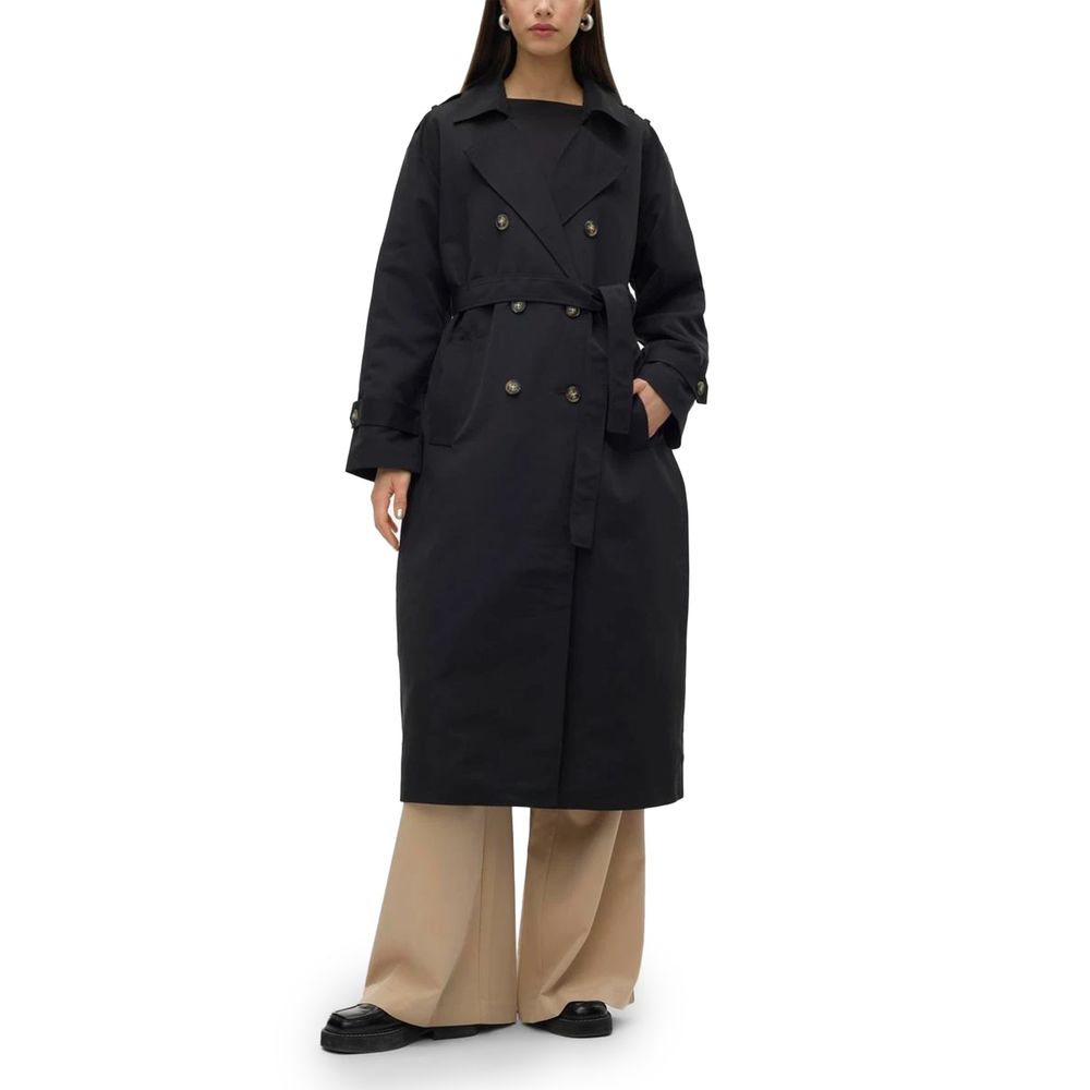 Vero Moda Black Polyester Trench Coat
