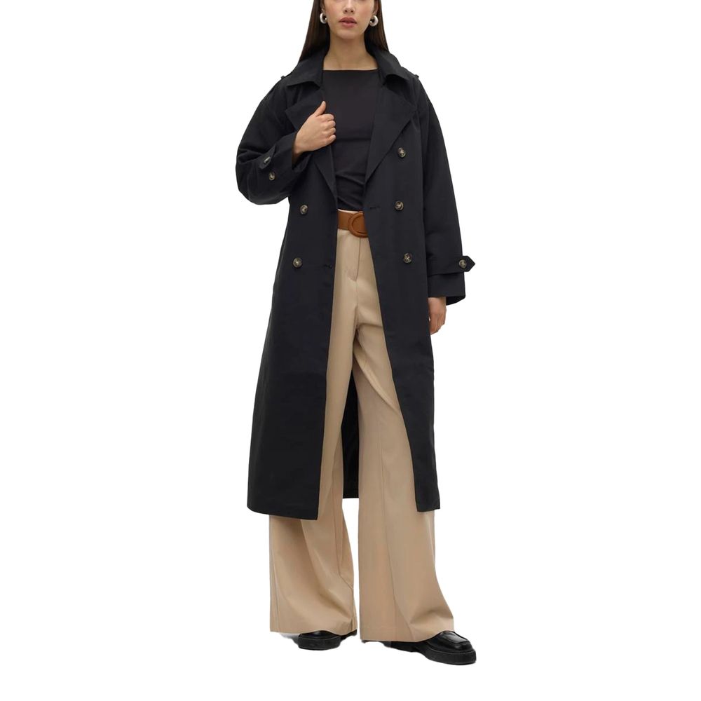 Vero Moda Black Polyester Trench Coat