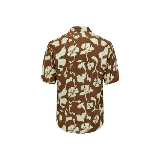 Only & Sons Brown Viscose Shortsleeve Shirt