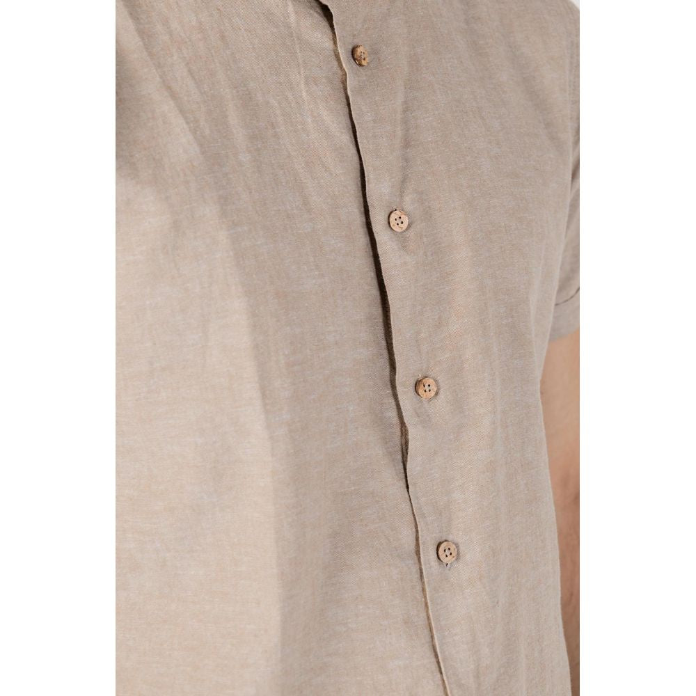 Hamaki-Ho Beige Linen Shortsleeve