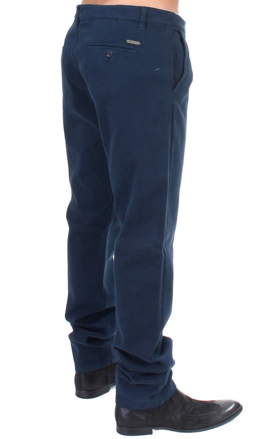 GF Ferre Blue Stretch Straight Fit Pants Chinos