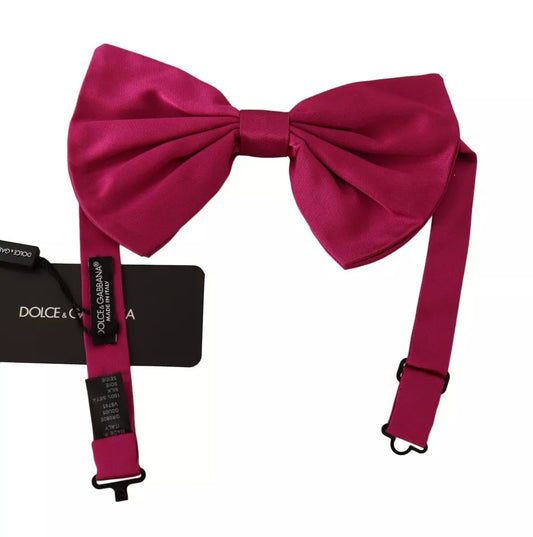 Dolce & Gabbana Pink 100% Silk Adjustable Neck Bow Tie Men