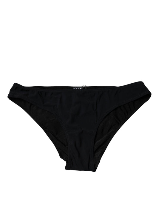 Dolce & Gabbana Black Nylon Stretch Mid Waist Panty Underwear
