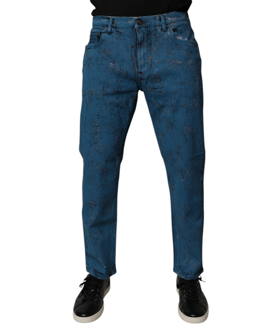 Dolce & Gabbana Blue Tie Dye Cotton Skinny Men Denim Jeans