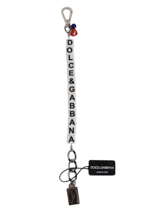 Dolce & Gabbana Silver Brass Chain Dice Logo Embellished Charm Bracelet