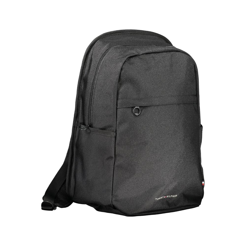 Tommy Hilfiger Black Polyester Men Backpack
