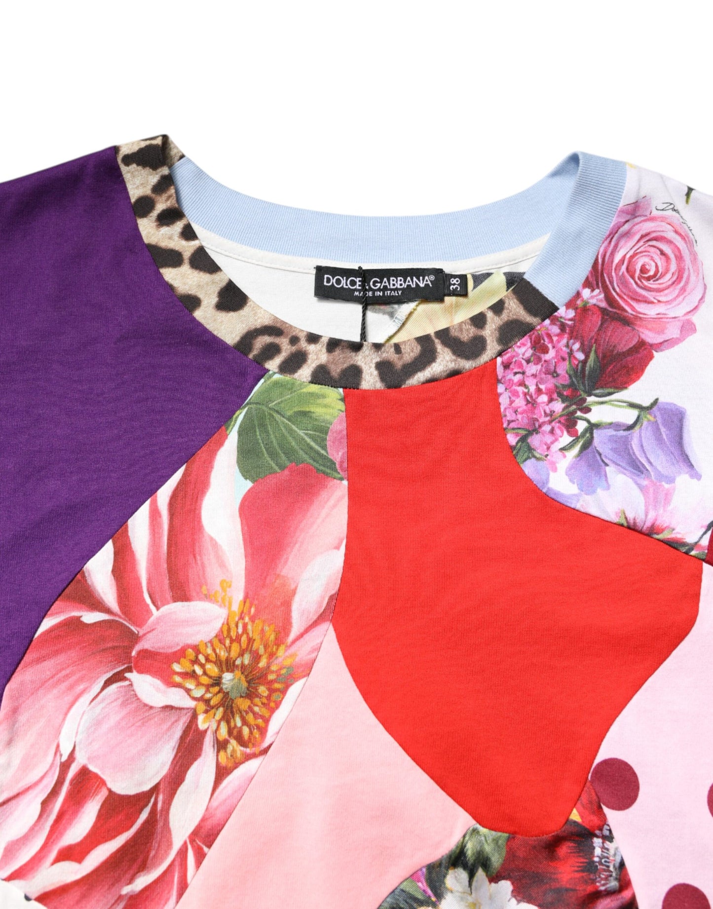 Dolce & Gabbana Multicolor Patchwork Short Sleeve Blouse Top