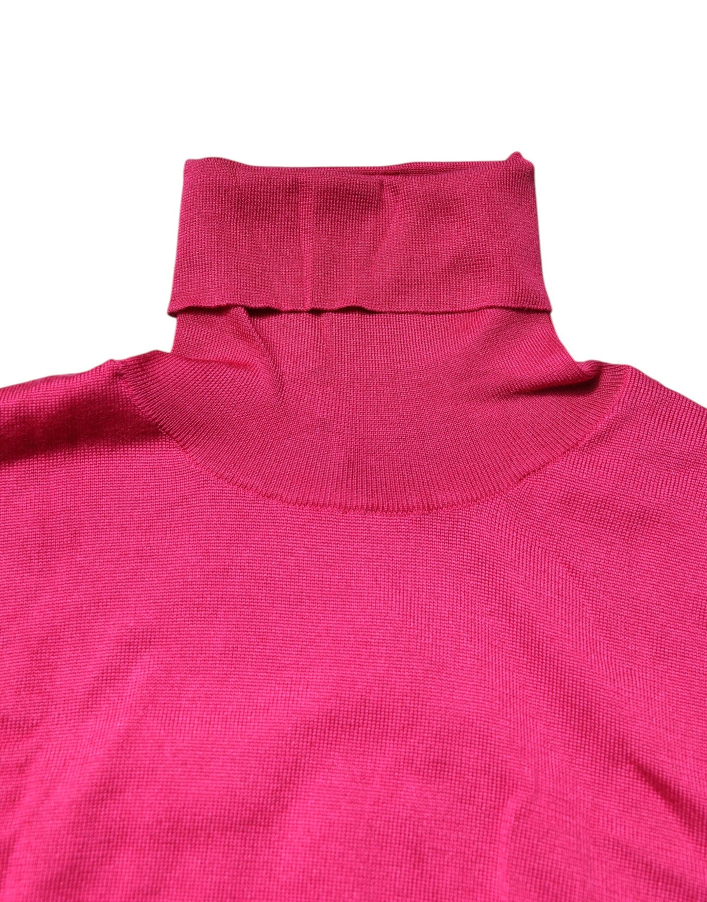 Dolce & Gabbana Pink Silk Knitted Turtleneck Cropped Top